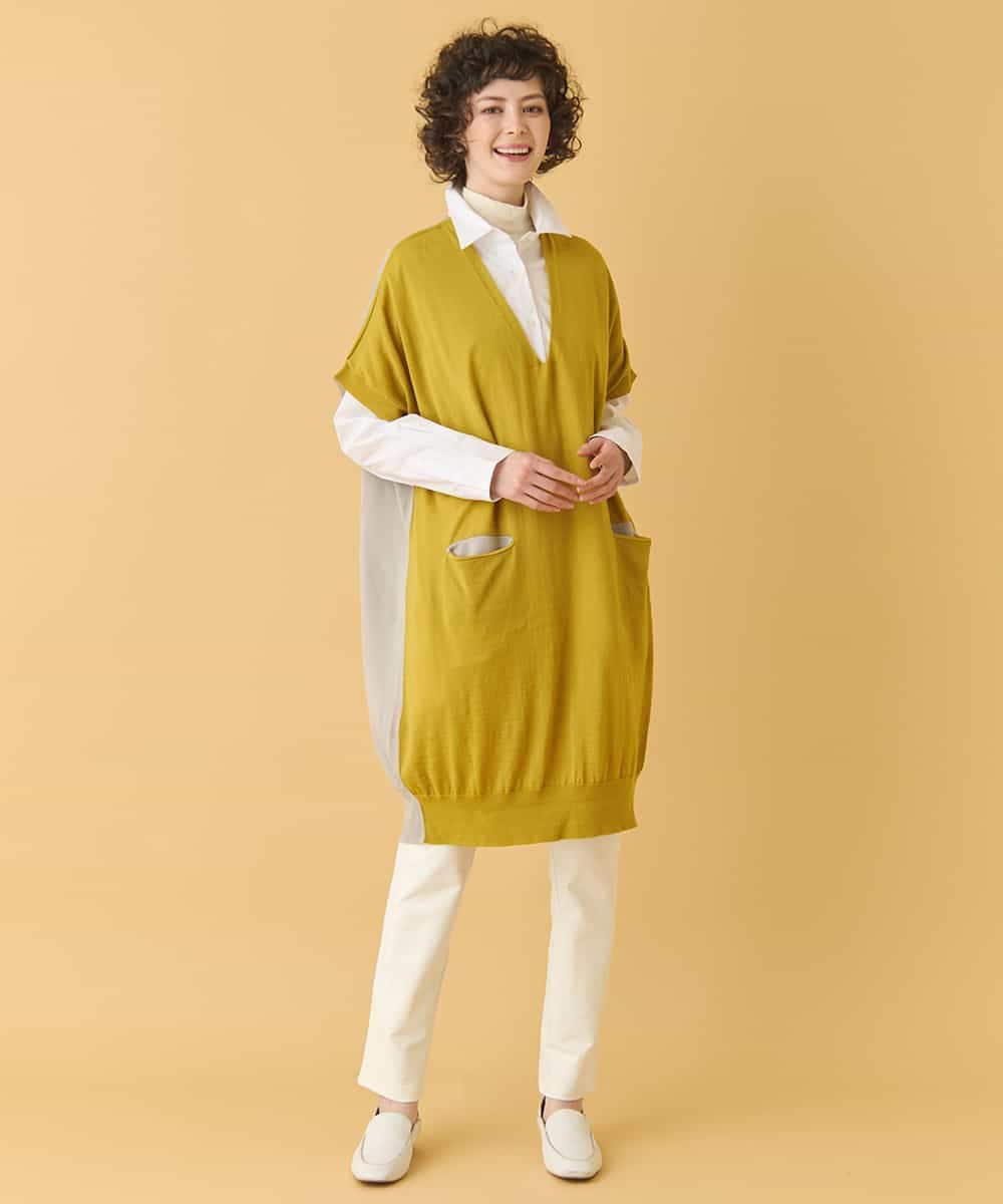 REFAA64260 HIROKO BIS(ヒロコ ビス) ホールガーメントリブニットジレ ネイビー