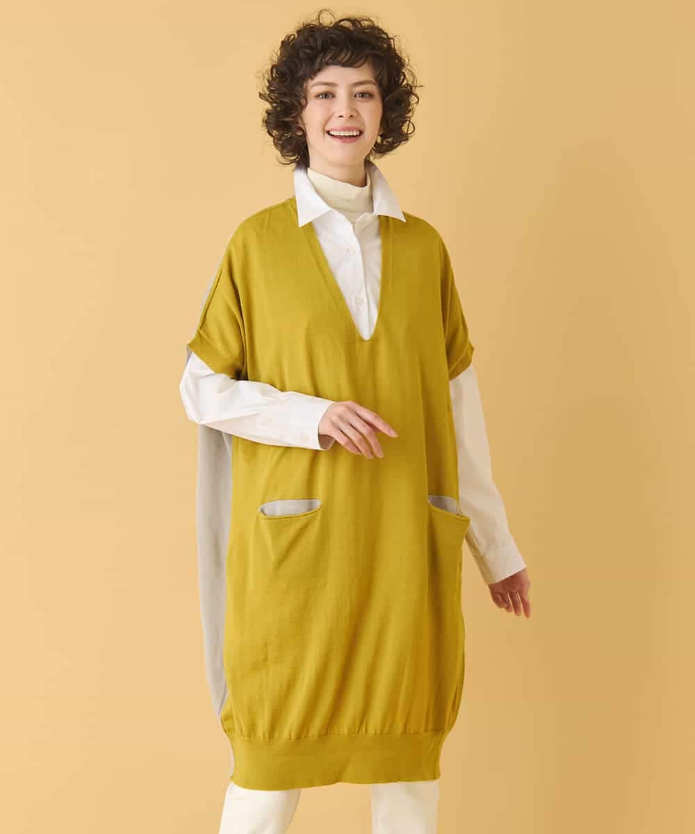 REFAA64260 HIROKO BIS(ヒロコ ビス) ホールガーメントリブニットジレ ネイビー