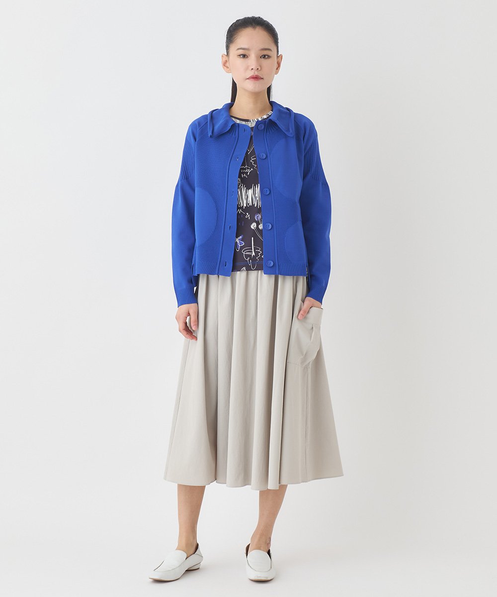 REFDD61230 HIROKO BIS(ヒロコ ビス) ドットジャガードペプラムニットカーディガン /洗える ブルー