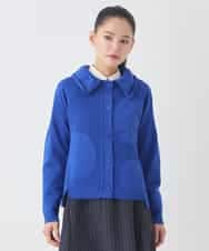 REFDD61230 HIROKO BIS(ヒロコ ビス) ドットジャガードペプラムニットカーディガン ブルー