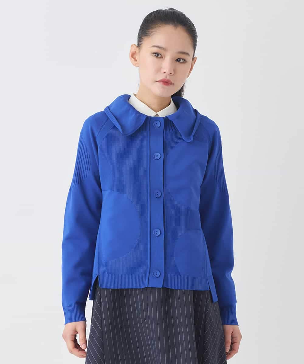 REFDD61230 HIROKO BIS(ヒロコ ビス) ドットジャガードペプラムニットカーディガン ブルー