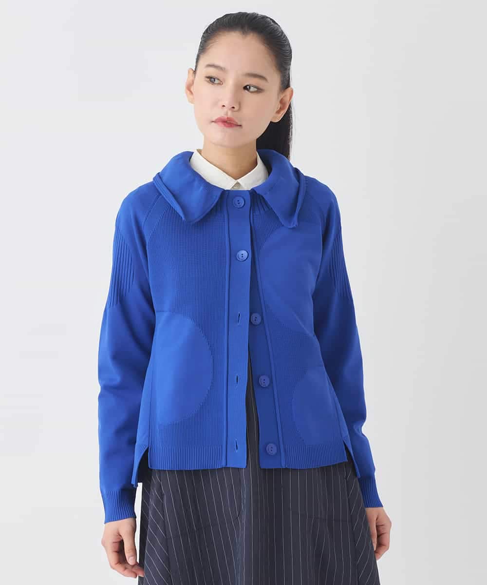 REFDD61230 HIROKO BIS(ヒロコ ビス) ドットジャガードペプラムニットカーディガン ブルー
