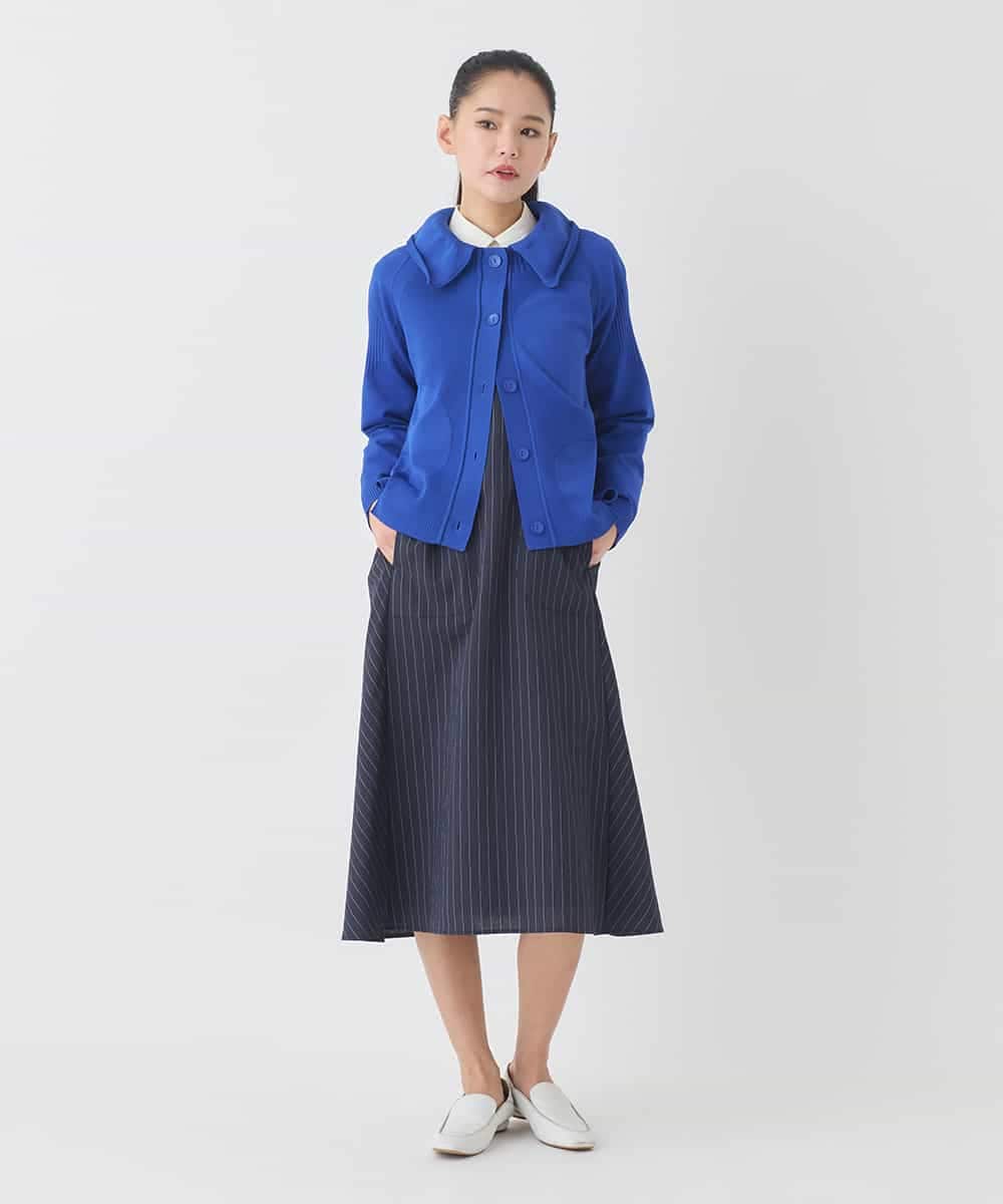 REFDD61230 HIROKO BIS(ヒロコ ビス) ドットジャガードペプラムニットカーディガン ブルー