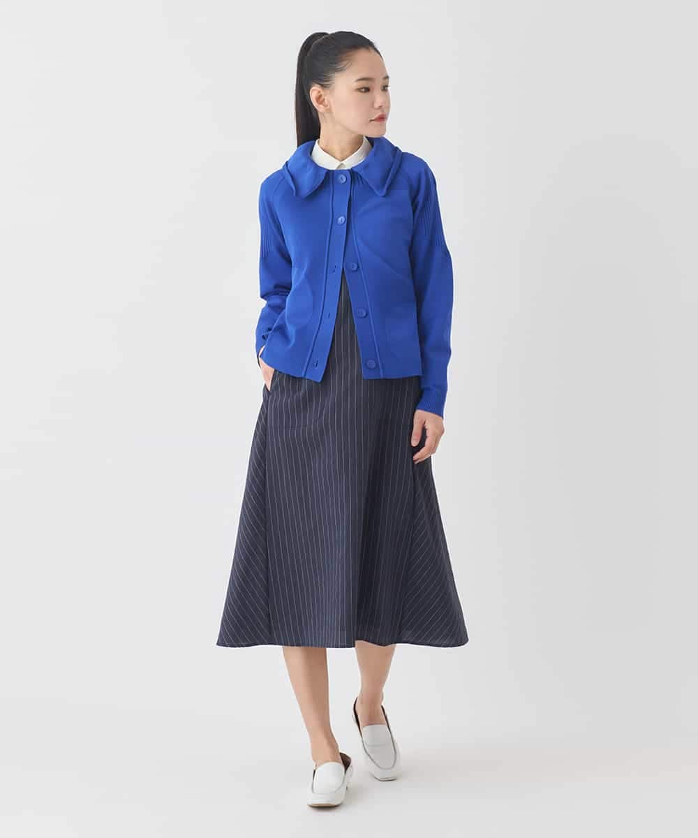 REFDD61230 HIROKO BIS(ヒロコ ビス) ドットジャガードペプラムニットカーディガン ブルー