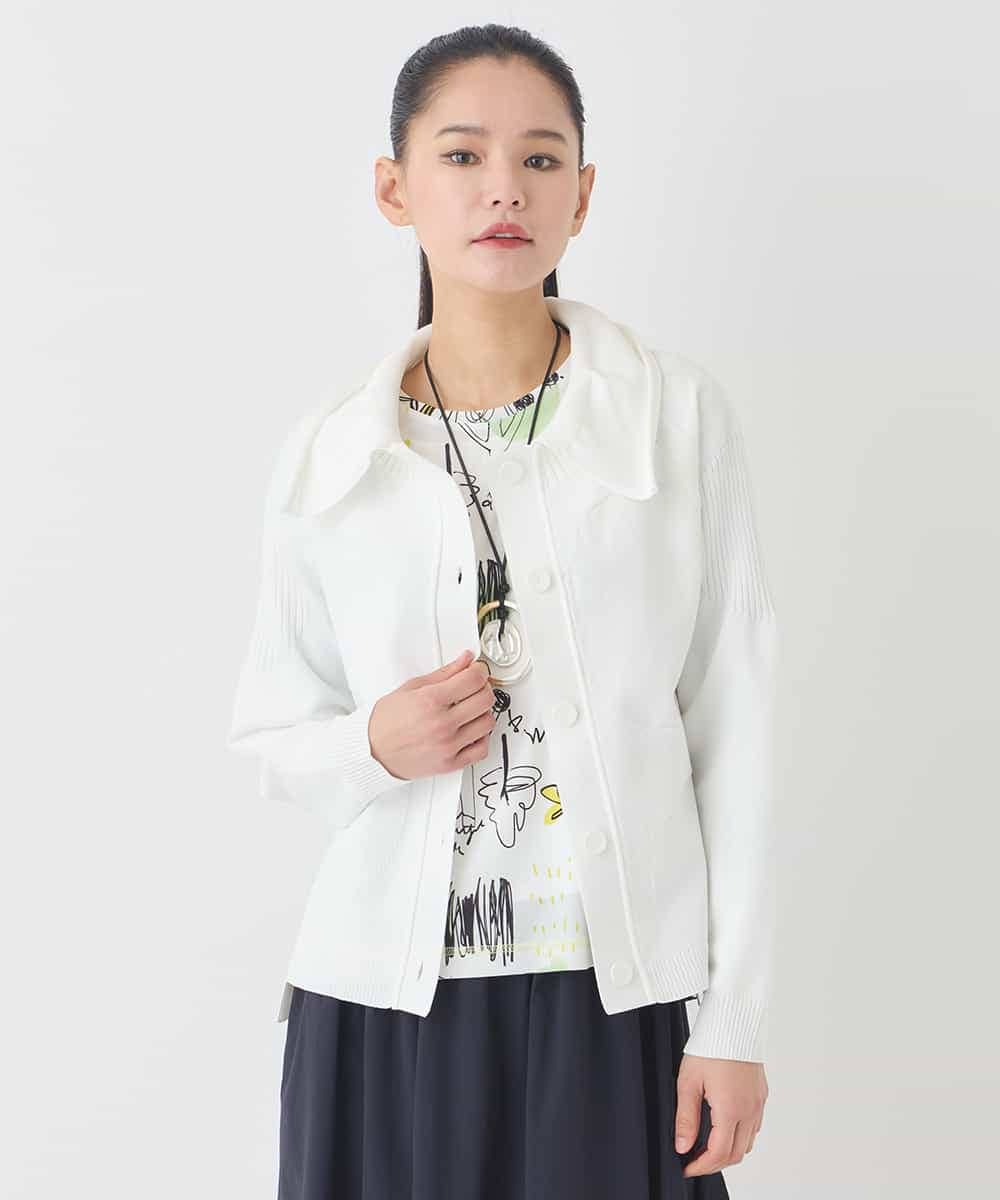 REFDD61230 HIROKO BIS(ヒロコ ビス) ドットジャガードペプラムニットカーディガン ブルー