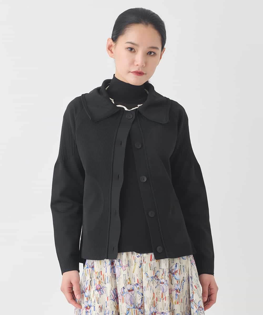 REFDD61230 HIROKO BIS(ヒロコ ビス) ドットジャガードペプラムニットカーディガン ブラック