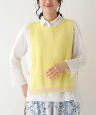 REFDS60250 HIROKO BIS(ヒロコ ビス) 【洗える】リブニットデザインベスト イエロー