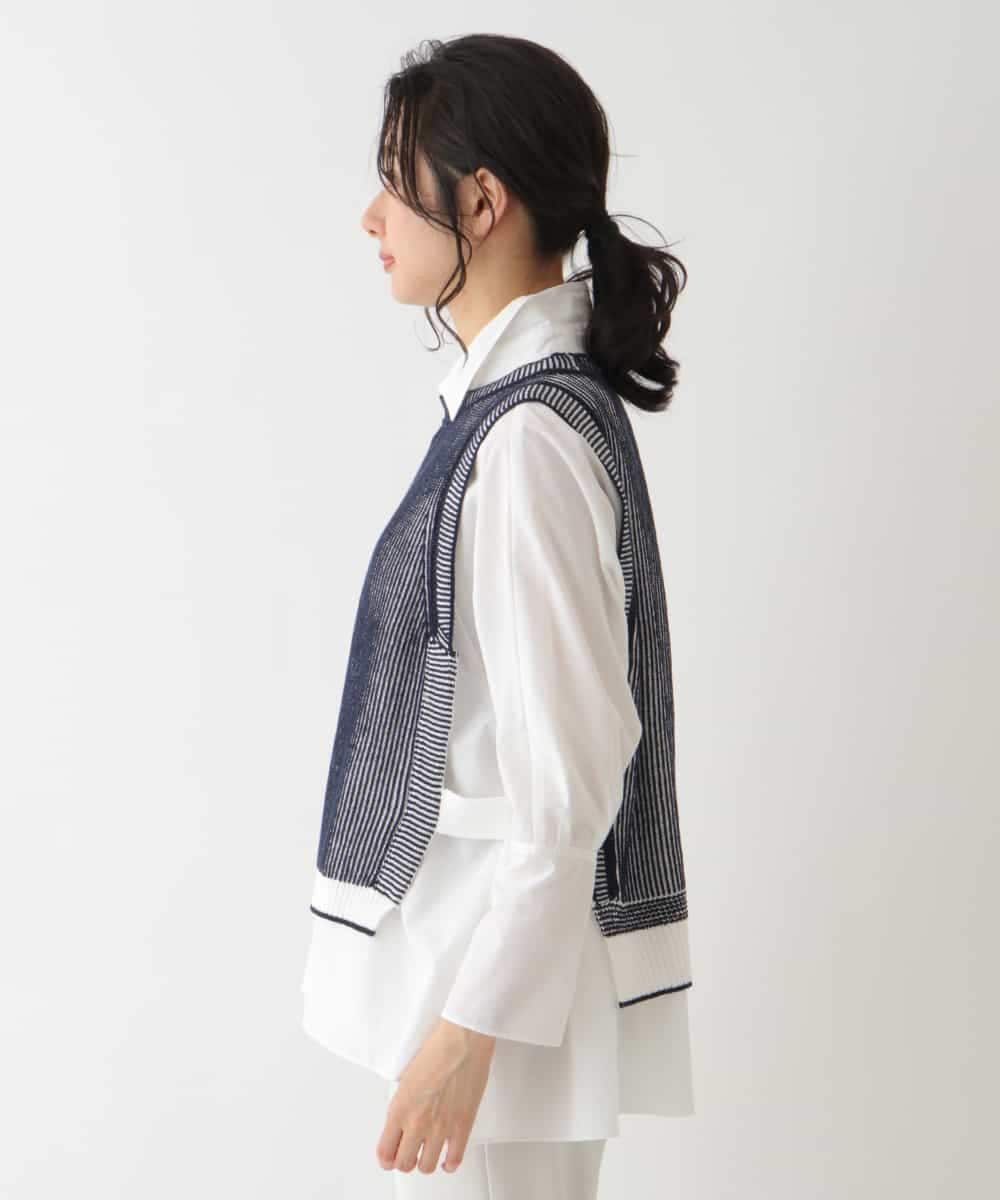 REFDS60250 HIROKO BIS(ヒロコ ビス) 【洗える】リブニットデザインベスト ネイビー