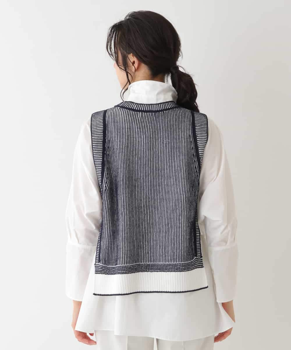 REFDS60250 HIROKO BIS(ヒロコ ビス) 【洗える】リブニットデザインベスト ネイビー