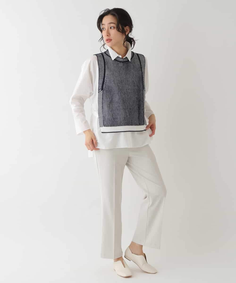 REFDS60250 HIROKO BIS(ヒロコ ビス) 【洗える】リブニットデザインベスト ネイビー