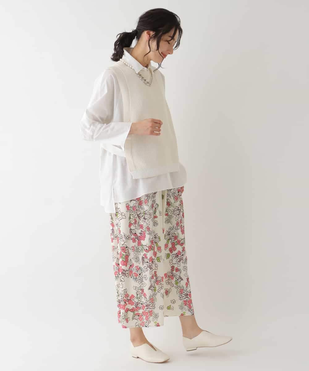 REFDS60250 HIROKO BIS(ヒロコ ビス) 【洗える】リブニットデザインベスト ネイビー