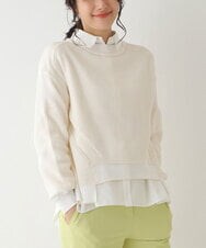 REFDS61290 HIROKO BIS(ヒロコ ビス) 【洗える】イレギュラーヘムリブニットプルオーバー ベージュ
