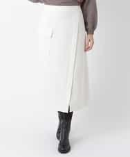 REHAS78230 HIROKO BIS(ヒロコ ビス) 【洗える】両面起毛ラップ風デザインスカート ホワイト
