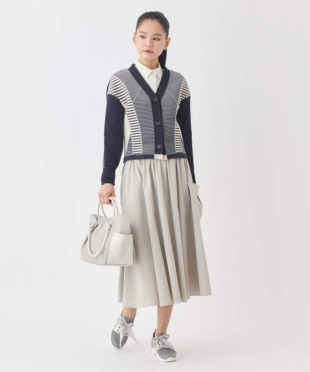 REHDD80230 HIROKO BIS(ヒロコ ビス) ハイストレッチギャザーフレアスカート ライトグレー