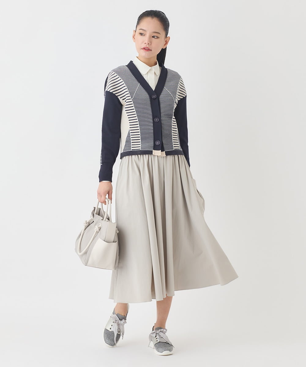 REHDD80230 HIROKO BIS(ヒロコ ビス) ハイストレッチギャザーフレアスカート ライトグレー