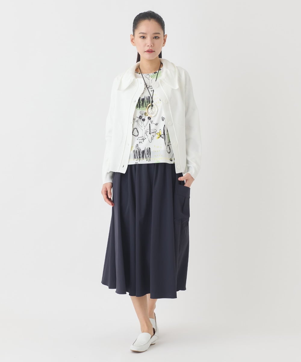 REHDD80230 HIROKO BIS(ヒロコ ビス) ハイストレッチギャザーフレアスカート ライトグレー