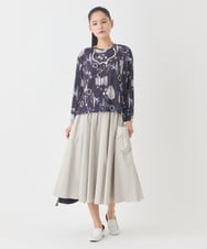 REHDD80230 HIROKO BIS(ヒロコ ビス) ハイストレッチギャザーフレアスカート ライトグレー