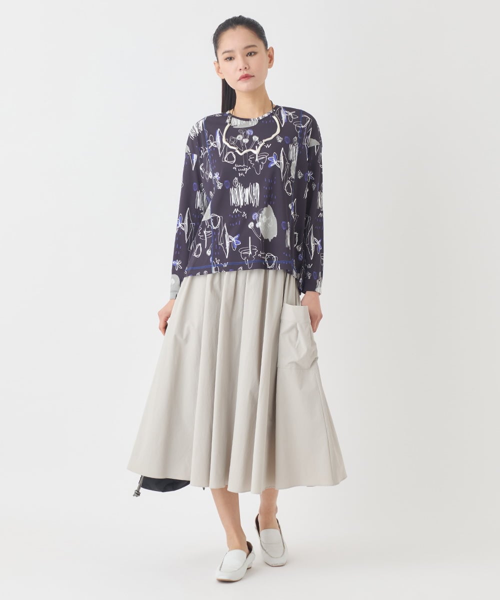 REHDD80230 HIROKO BIS(ヒロコ ビス) ハイストレッチギャザーフレアスカート ライトグレー