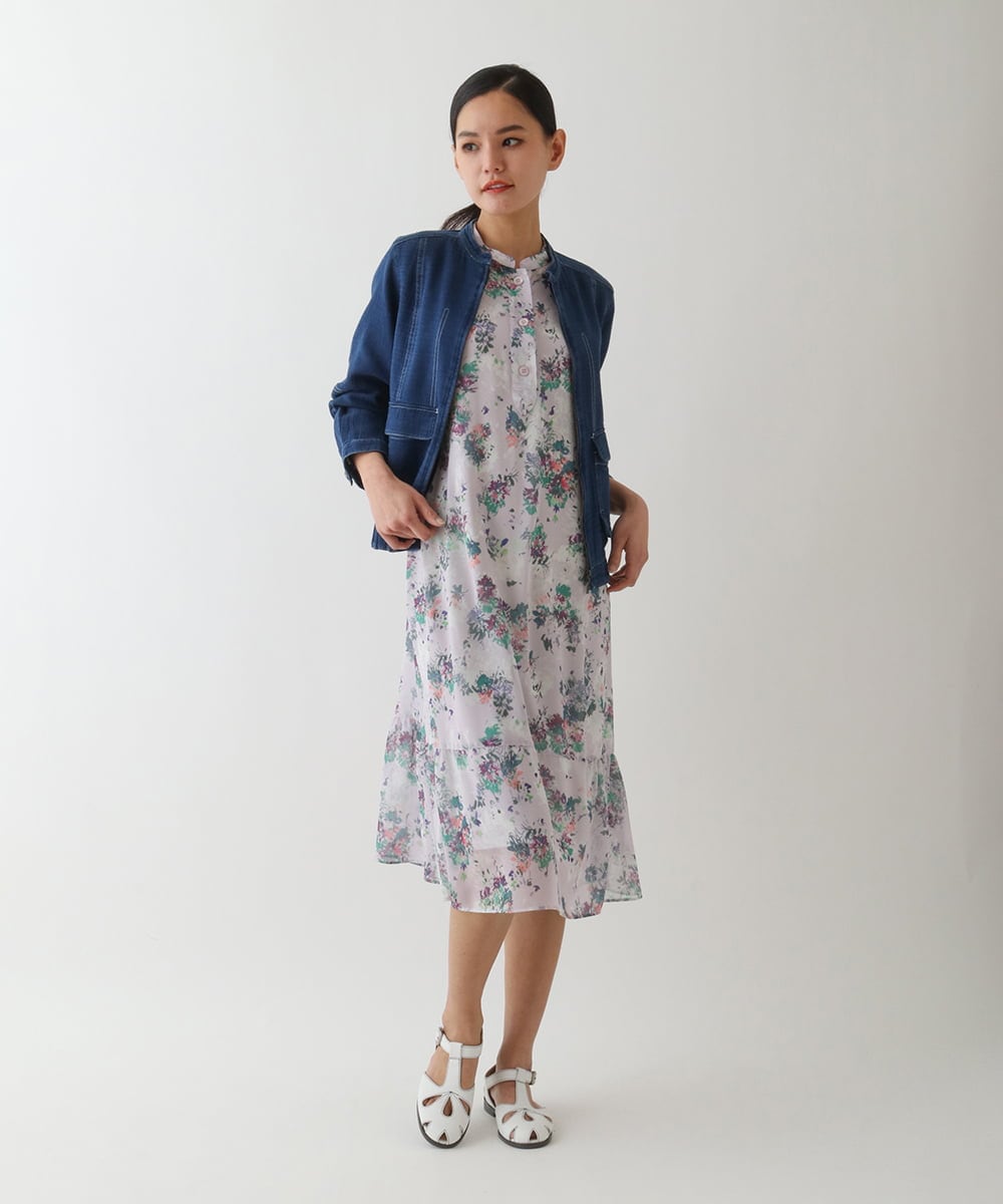 REJDA65290 HIROKO BIS(ヒロコ ビス) 二重織りガーゼデニムブルゾン ネイビー