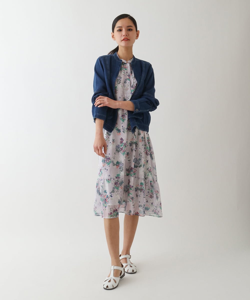 REJDA65290 HIROKO BIS(ヒロコ ビス) 二重織りガーゼデニムブルゾン ネイビー