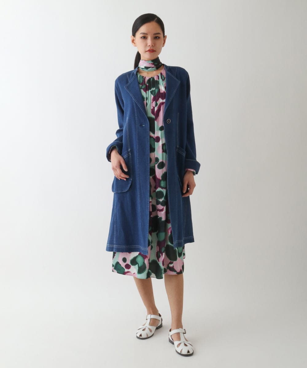 REJDA66330 HIROKO BIS(ヒロコ ビス) 二重織りガーゼライトデニムコート ネイビー