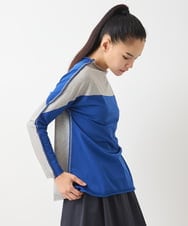 REKAB65180 HIROKO BIS(ヒロコ ビス) バイカラージャージーニットプルオーバー /洗える ブルー