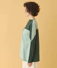 REKAB65180 HIROKO BIS(ヒロコ ビス) バイカラージャージーニットプルオーバー /洗える グリーン