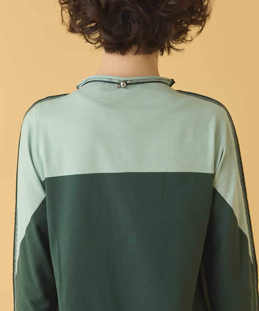 REKAB65180 HIROKO BIS(ヒロコ ビス) バイカラージャージーニットプルオーバー /洗える グリーン