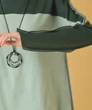 REKAB65180 HIROKO BIS(ヒロコ ビス) バイカラージャージーニットプルオーバー /洗える グリーン