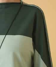 REKAB65180 HIROKO BIS(ヒロコ ビス) バイカラージャージーニットプルオーバー /洗える グリーン