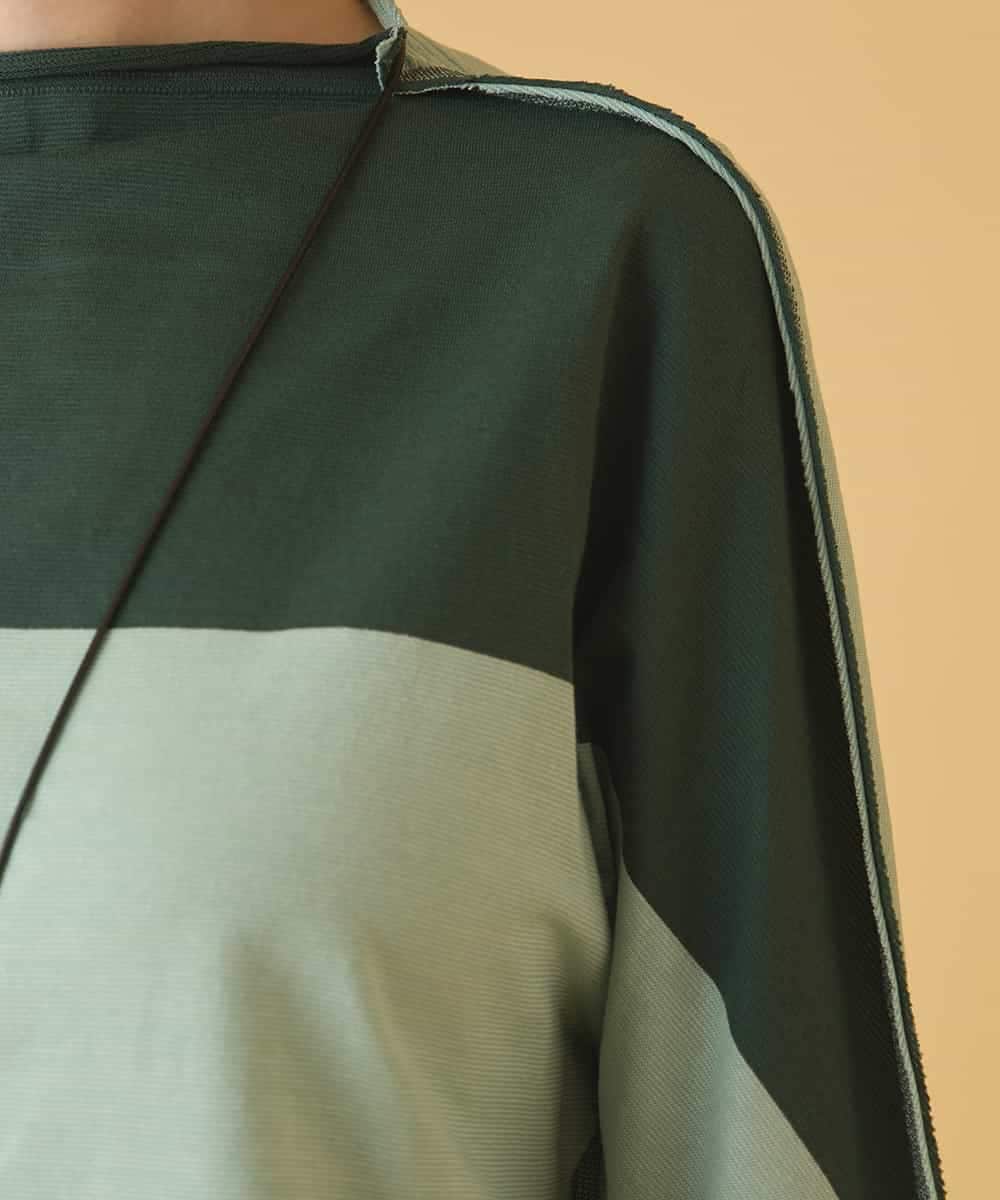 REKAB65180 HIROKO BIS(ヒロコ ビス) バイカラージャージーニットプルオーバー /洗える グリーン