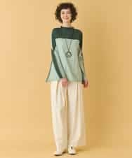 REKAB65180 HIROKO BIS(ヒロコ ビス) バイカラージャージーニットプルオーバー /洗える グリーン