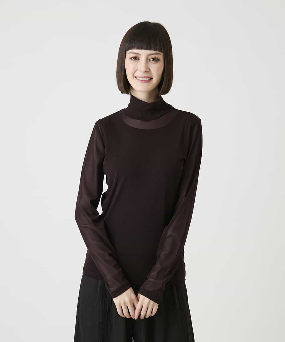 REKAG85080 HIROKO BIS(ヒロコ ビス) シアーハイネックプルオーバー ブラウン