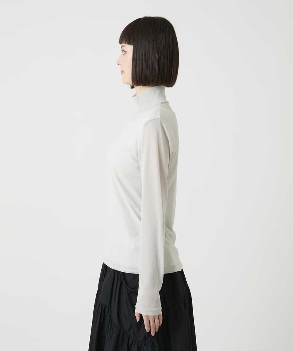 REKAG85080 HIROKO BIS(ヒロコ ビス) シアーハイネックプルオーバー ライトグレー
