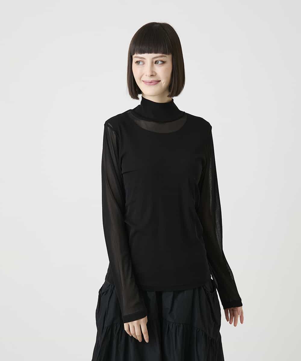 REKAG85080 HIROKO BIS(ヒロコ ビス) シアーハイネックプルオーバー ブラック