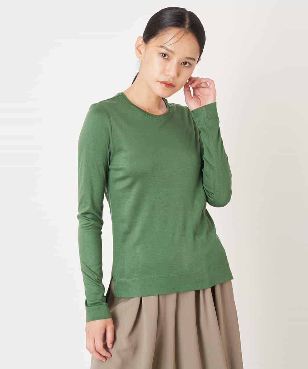 REKAV70120 HIROKO BIS(ヒロコ ビス) 【洗える】ベーシック丸首カットソー グリーン
