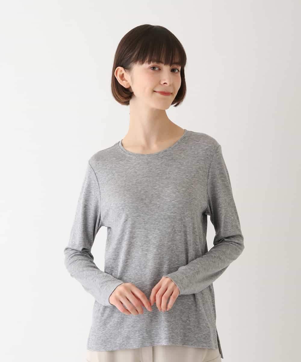 REKAV70120 HIROKO BIS(ヒロコ ビス) 【洗える】ベーシック丸首カットソー ライトグレー