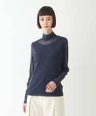 REKAV75070 HIROKO BIS(ヒロコ ビス) チュールハイネックプルオーバー /洗濯機で洗える ネイビー