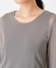 REKAV76070 HIROKO BIS(ヒロコ ビス) チュール丸首カットソー /洗濯機で洗える グレー