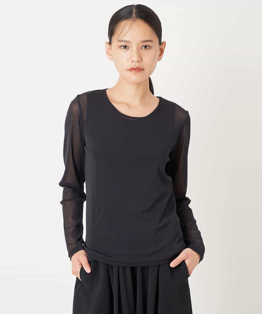 REKAV76070 HIROKO BIS(ヒロコ ビス) チュール丸首カットソー /洗濯機で洗える ブラック