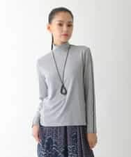 REKCD70160 HIROKO BIS(ヒロコ ビス) 配色ラインハイネックインナートップ /洗える ライトグレー