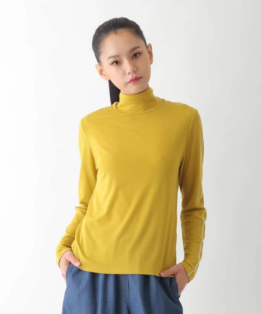 REKCD70160 HIROKO BIS(ヒロコ ビス) 配色ラインハイネックインナートップ /洗える ライトグレー