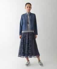 REKCD70160 HIROKO BIS(ヒロコ ビス) 配色ラインハイネックインナートップ /洗える ライトグレー