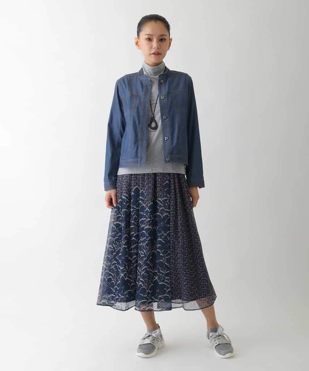 REKCD70160 HIROKO BIS(ヒロコ ビス) 配色ラインハイネックインナートップ /洗える ライトグレー