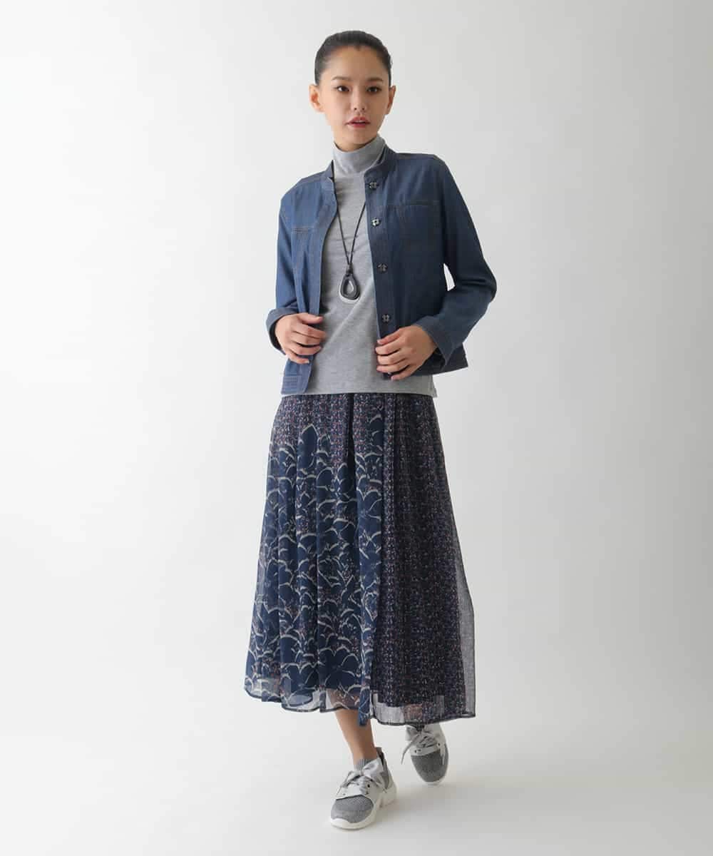 REKCD70160 HIROKO BIS(ヒロコ ビス) 配色ラインハイネックインナートップ /洗える ライトグレー