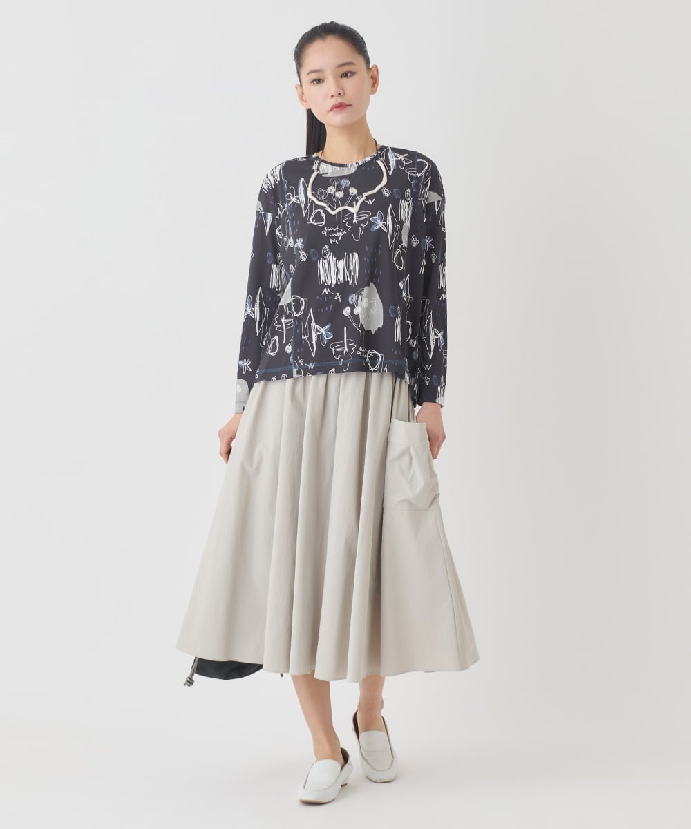 REKDD60230 HIROKO BIS(ヒロコ ビス) アートプリントカットソー /洗濯機で洗える ネイビー