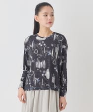 REKDD60230 HIROKO BIS(ヒロコ ビス) アートプリントカットソー /洗濯機で洗える ネイビー