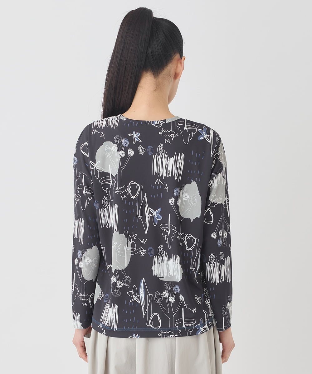 REKDD60230 HIROKO BIS(ヒロコ ビス) アートプリントカットソー /洗濯機で洗える ネイビー