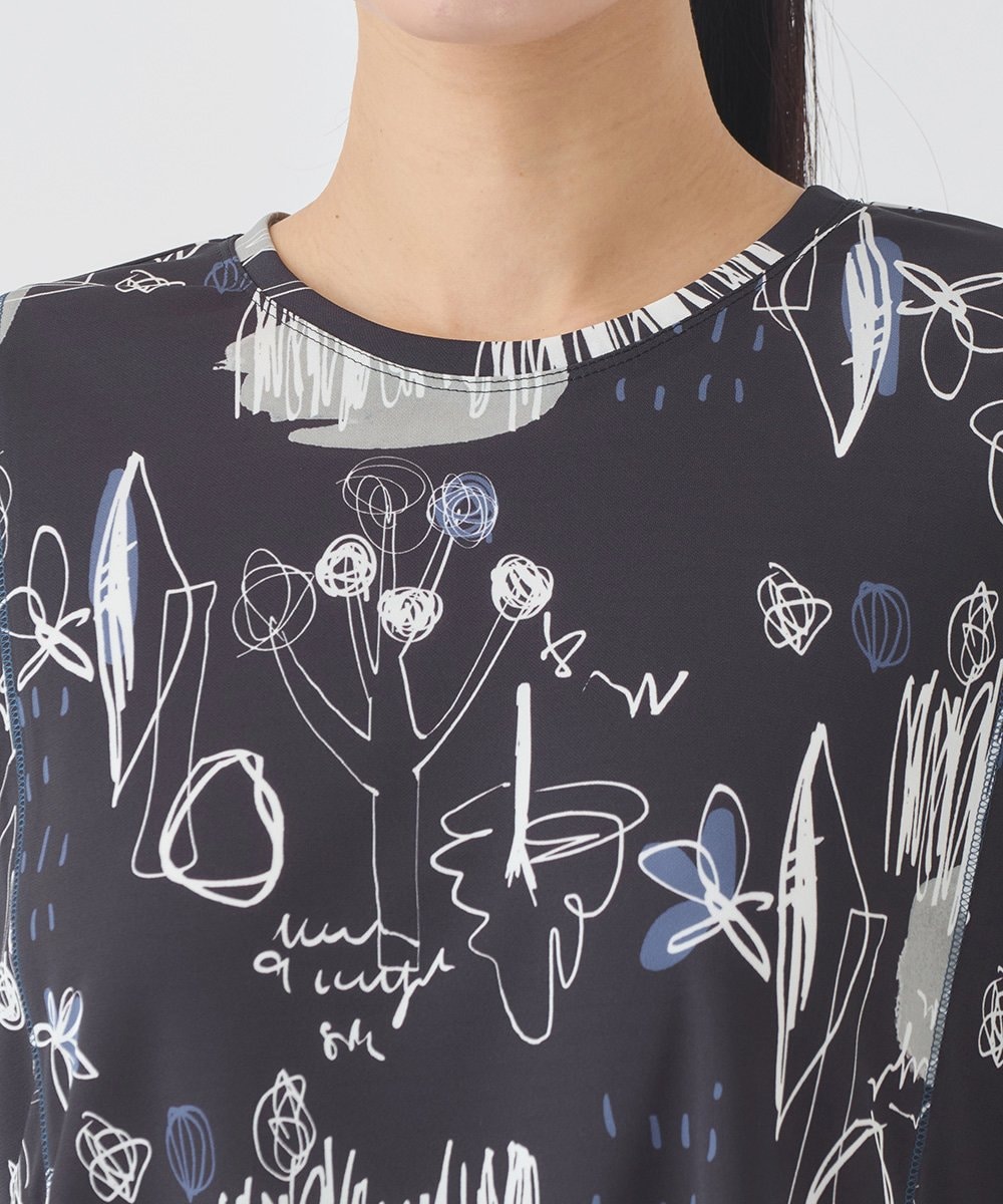 REKDD60230 HIROKO BIS(ヒロコ ビス) アートプリントカットソー /洗濯機で洗える ネイビー