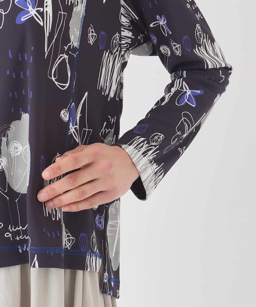 REKDD60230 HIROKO BIS(ヒロコ ビス) アートプリントカットソー ネイビー